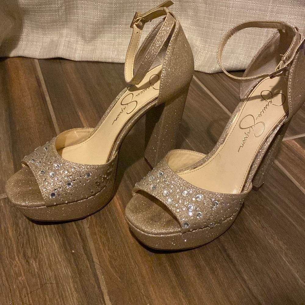 Jessica Simpson Sparkely Gold Heels